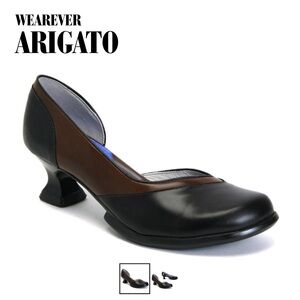 John Fluevog Wearever Arigato Black and Brown Heels